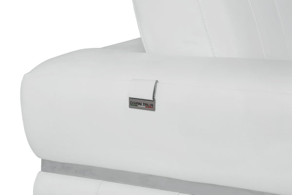 English Elm Global Top Grain Italian Leather Sofa with 3-Layer High-Density Foam, Stainless Steel Legs, Luxurious Craftsmanship White B05777957