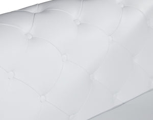 English Elm Global Luxurious Transitional Top Grain Italian Leather Sofa with 3-Layer High-Density Foam, Chrome Legs, Solid Brazilian Wood Frame White B05777756