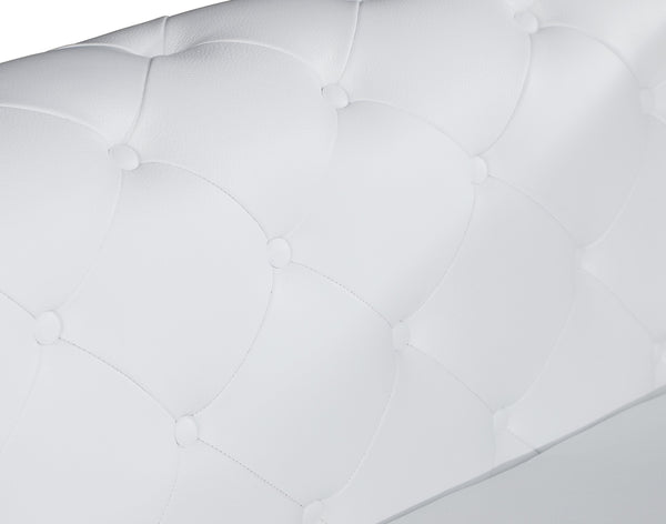 English Elm Global Luxurious Transitional Top Grain Italian Leather Sofa with 3-Layer High-Density Foam, Chrome Legs, Solid Brazilian Wood Frame White B05777756