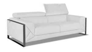 English Elm Global Top Grain Italian Leather Sofa with 3-Layer High-Density Foam, Stainless Steel Legs, Durable Frame White B05777948