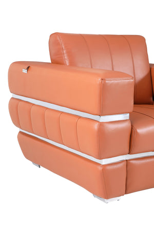 English Elm Global Top Grain Italian Leather Loveseat with 3-Layer High-Density Foam, Chrome Legs & Solid Frame Camel B05777950