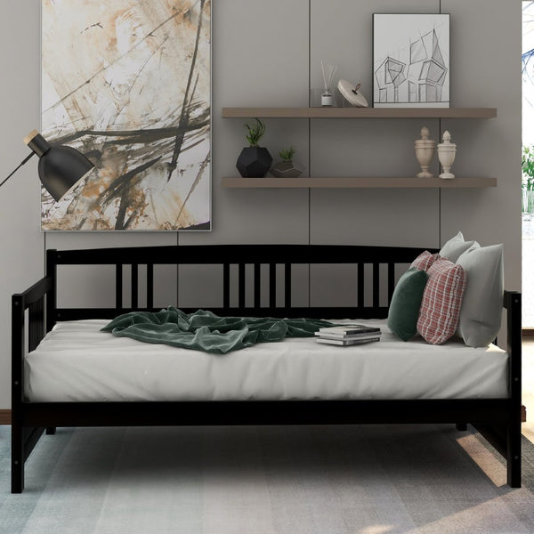 English Elm Modern Pine Wood Twin Daybed Sofa with Slatted Frame for Guest or Studio Rooms WF295710AAP