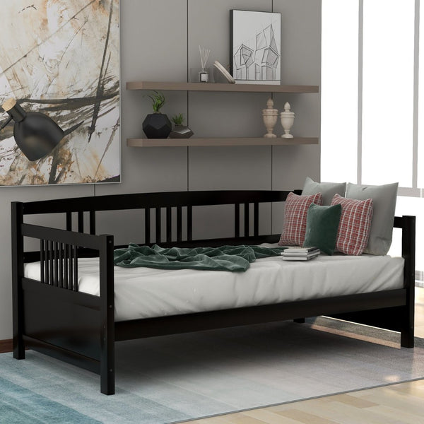 English Elm Modern Pine Wood Twin Daybed Sofa with Slatted Frame for Guest or Studio Rooms WF295710AAP