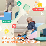 Hearth and Haven Soft Foam Playset For Toddlers, Safe Softzone Single-Tunnel Foam Climber For Kids, Lightweight Indoor Active Play Structure with Slide Stairs and Ramp For Beginner Toddler Climb and Crawl TX296156AAC