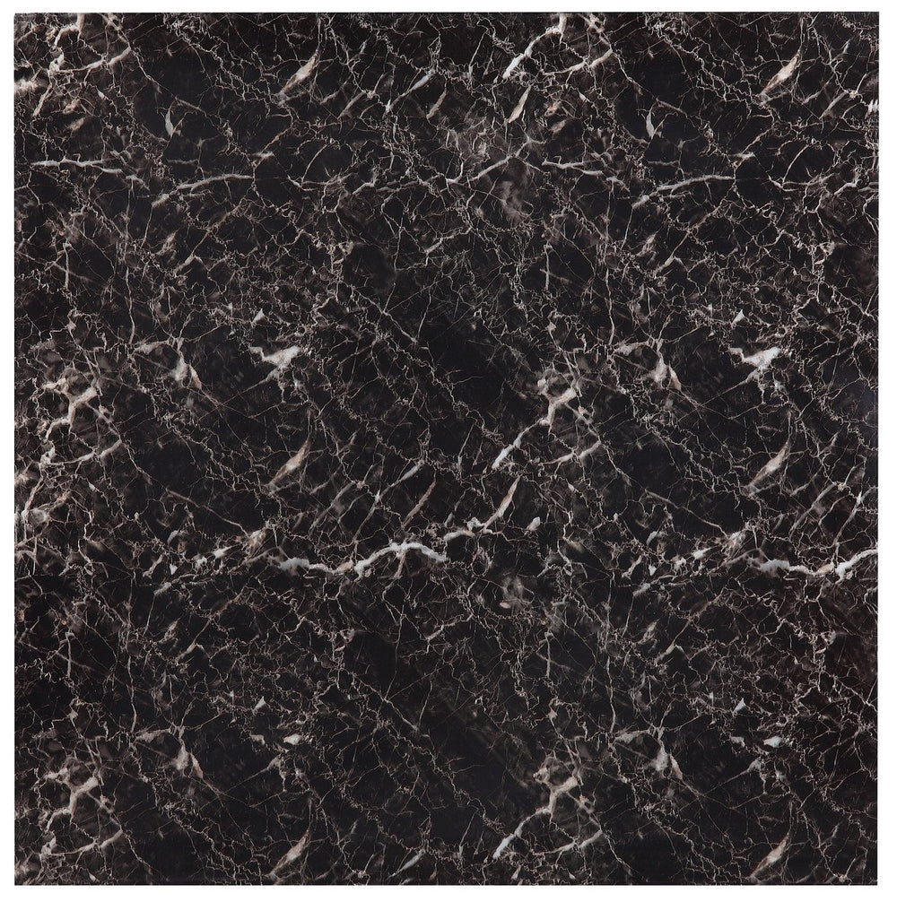 English Elm Black Olney 5pc Dinette Set with Faux Marble Top, Metal Frame & Faux Leather Chairs, Space-Saving Style B01177677