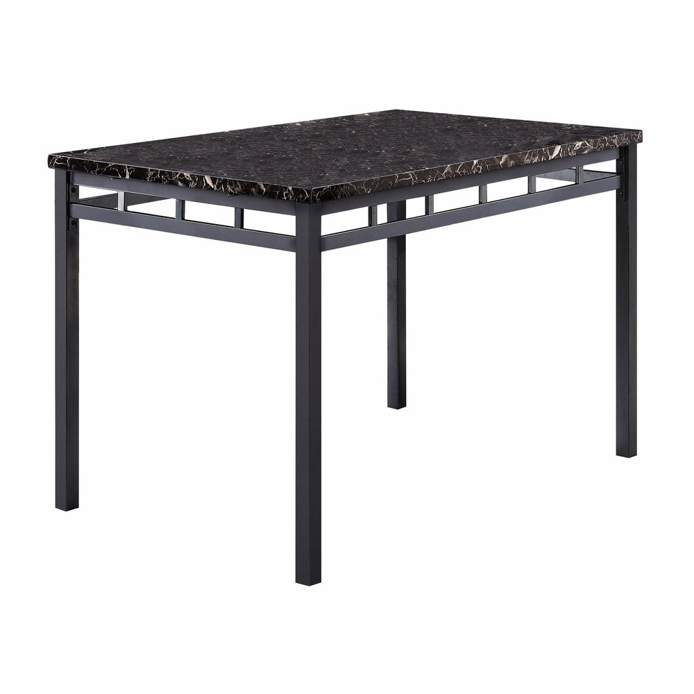 English Elm Black Olney 5pc Dinette Set with Faux Marble Top, Metal Frame & Faux Leather Chairs, Space-Saving Style B01177677