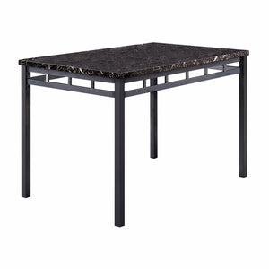 English Elm Black Olney 5pc Dinette Set with Faux Marble Top, Metal Frame & Faux Leather Chairs, Space-Saving Style B01177677