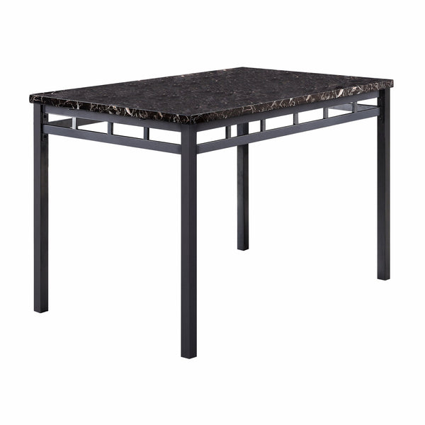 English Elm Black Olney 5pc Dinette Set with Faux Marble Top, Metal Frame & Faux Leather Chairs, Space-Saving Style B01177677