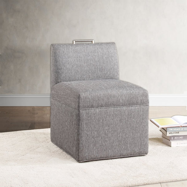 English Elm Della Modern Upholstered Caster Chair in Ashen Grey — Durable Performance Fabric, Hidden Casters, Nickel Handle B05077674