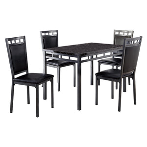 English Elm Black Olney 5pc Dinette Set with Faux Marble Top, Metal Frame & Faux Leather Chairs, Space-Saving Style B01177677