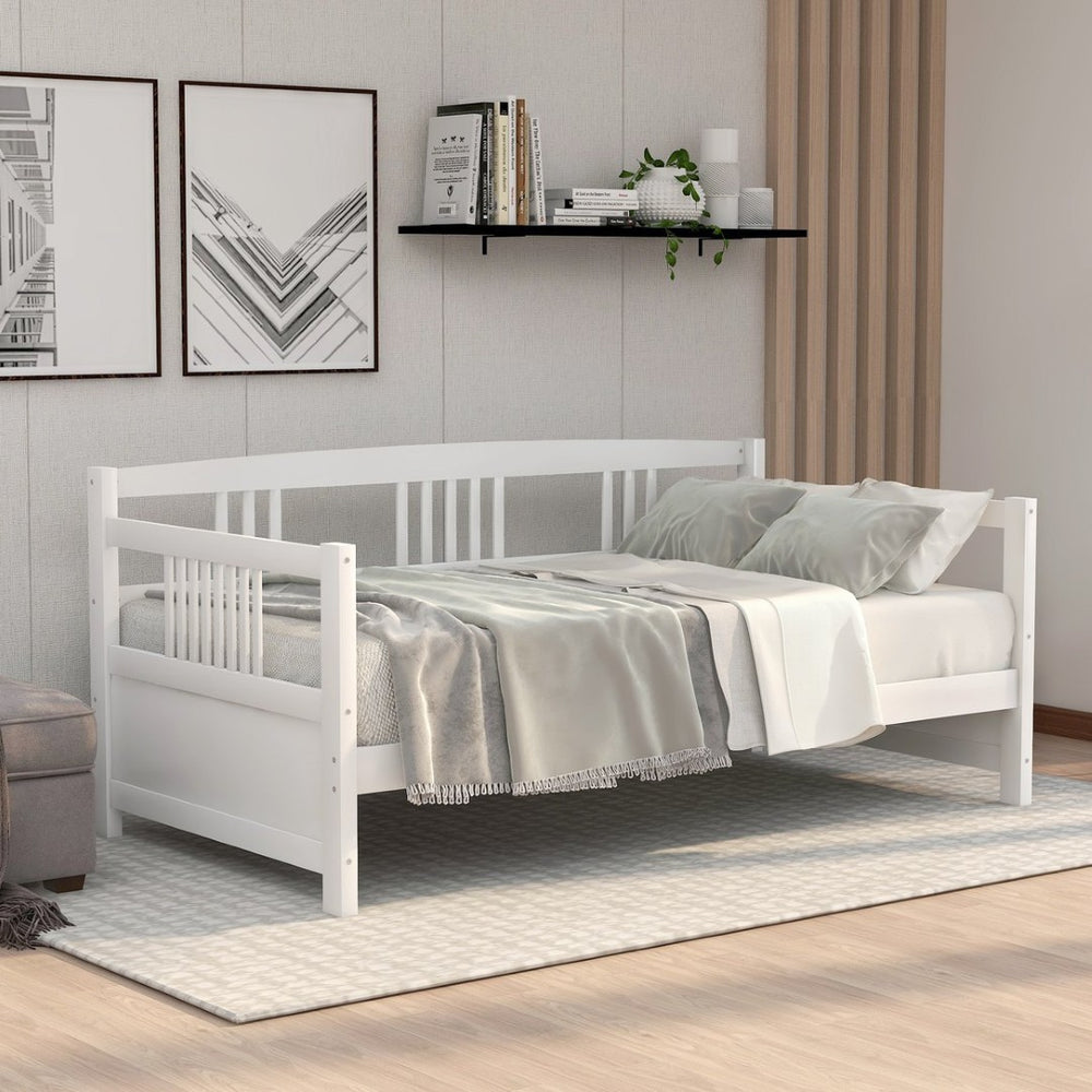 English Elm Modern Pine Wood Twin Daybed Sofa with Slatted Frame for Guest or Studio Rooms WF295710AAK