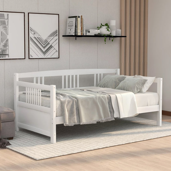English Elm Modern Pine Wood Twin Daybed Sofa with Slatted Frame for Guest or Studio Rooms WF295710AAK