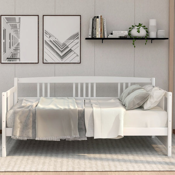 English Elm Modern Pine Wood Twin Daybed Sofa with Slatted Frame for Guest or Studio Rooms WF295710AAK