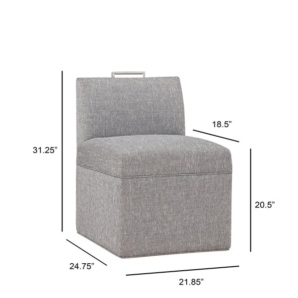 English Elm Della Modern Upholstered Caster Chair in Ashen Grey — Durable Performance Fabric, Hidden Casters, Nickel Handle B05077674