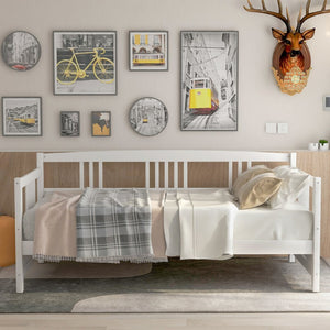 English Elm Modern Pine Wood Twin Daybed Sofa with Slatted Frame for Guest or Studio Rooms WF295710AAK