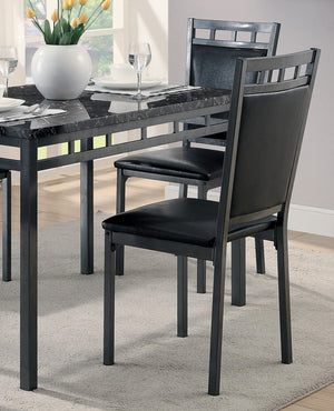 English Elm Black Olney 5pc Dinette Set with Faux Marble Top, Metal Frame & Faux Leather Chairs, Space-Saving Style B01177677