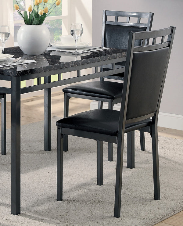 English Elm Black Olney 5pc Dinette Set with Faux Marble Top, Metal Frame & Faux Leather Chairs, Space-Saving Style B01177677