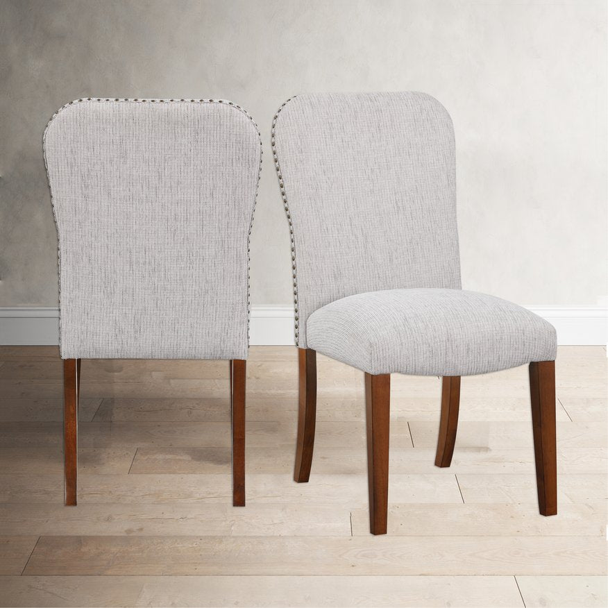 English Elm Sophia Upholstered Sea Oat Dining Chair Set of 2 in Espresso — Durable Performance Fabric, Nailhead Trim, Kiln-Dried Frame B05078712