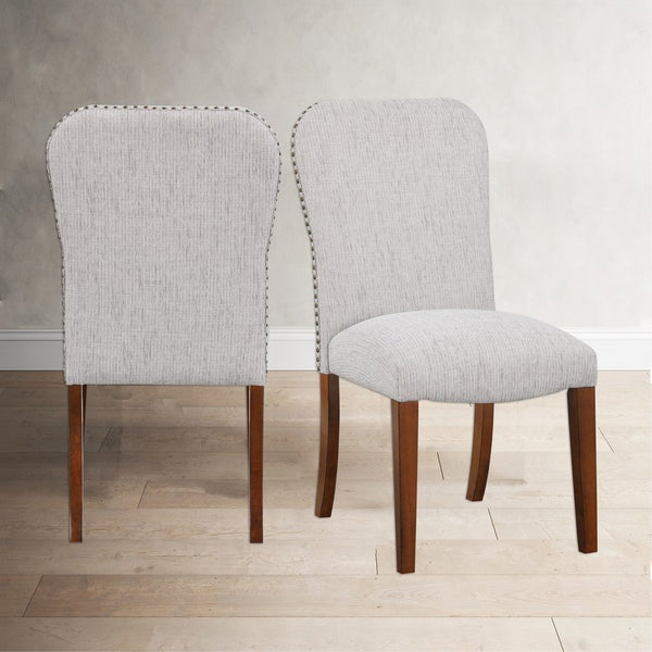 English Elm Sophia Upholstered Sea Oat Dining Chair Set of 2 in Espresso — Durable Performance Fabric, Nailhead Trim, Kiln-Dried Frame B05078712