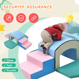 Hearth and Haven Soft Foam Playset For Toddlers, Safe Softzone Single-Tunnel Foam Climber For Kids, Lightweight Indoor Active Play Structure with Slide Stairs and Ramp For Beginner Toddler Climb and Crawl TX296156AAC