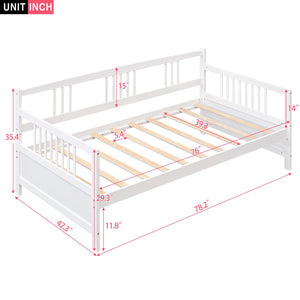 English Elm Modern Pine Wood Twin Daybed Sofa with Slatted Frame for Guest or Studio Rooms WF295710AAK
