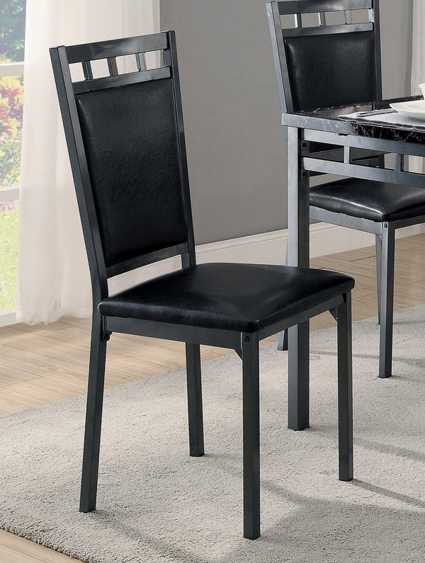 English Elm Black Olney 5pc Dinette Set with Faux Marble Top, Metal Frame & Faux Leather Chairs, Space-Saving Style B01177677