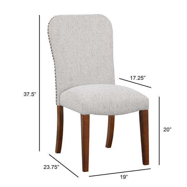 English Elm Sophia Upholstered Sea Oat Dining Chair Set of 2 in Espresso — Durable Performance Fabric, Nailhead Trim, Kiln-Dried Frame B05078712