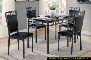 English Elm Black Olney 5pc Dinette Set with Faux Marble Top, Metal Frame & Faux Leather Chairs, Space-Saving Style B01177677