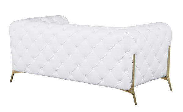 English Elm Global Transitional Top Grain Italian Leather Loveseat with 3-Layer High Density Foam & Chrome Legs White B05777755