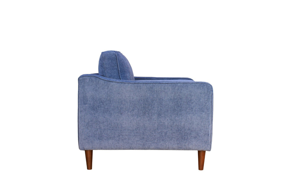 English Elm Anderson Wide Seat Accent Chair Denim Upholstered Casual Lounge for Living Room Blue B05467994