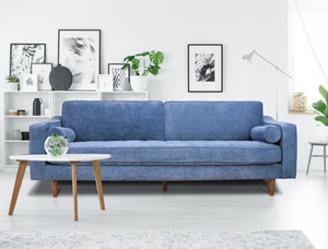 English Elm Anderson Casual Denim Upholstered Three Seat Sofa for Living Room Transitional Decor B05468023