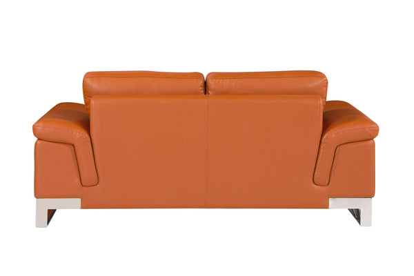 English Elm Top Grain Italian Leather Loveseat with 3-Layer High-Density Foam, Stainless Steel Legs, Solid Wood Frame Camel B05777869