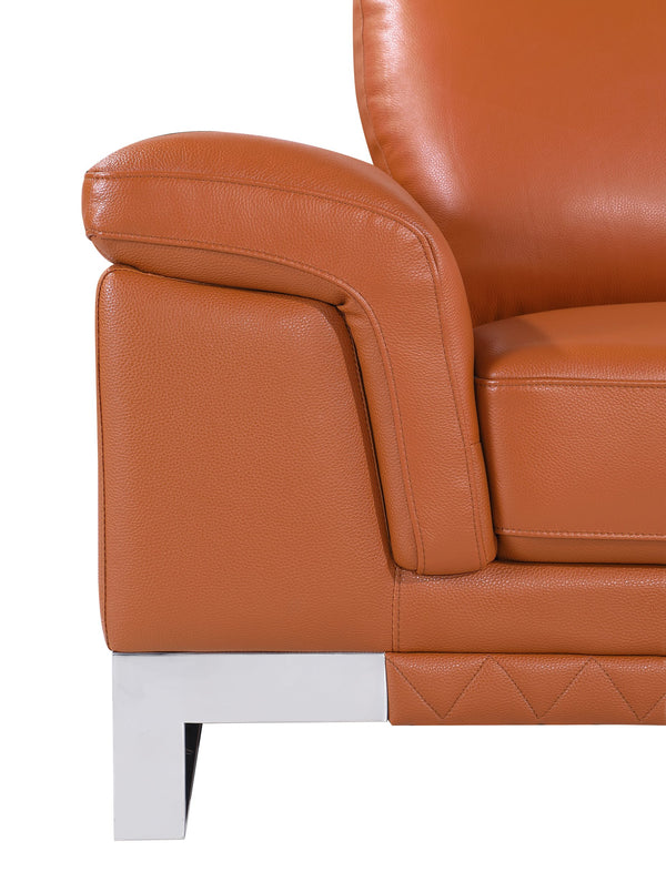 English Elm Top Grain Italian Leather Loveseat with 3-Layer High-Density Foam, Stainless Steel Legs, Solid Wood Frame Camel B05777869