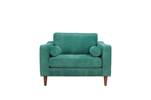 English Elm Anderson Wide Seat Accent Chair Denim Upholstered Casual Lounge for Living Room Green B05467995