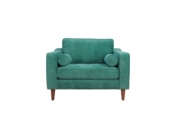 English Elm Anderson Wide Seat Accent Chair Denim Upholstered Casual Lounge for Living Room Green B05467995