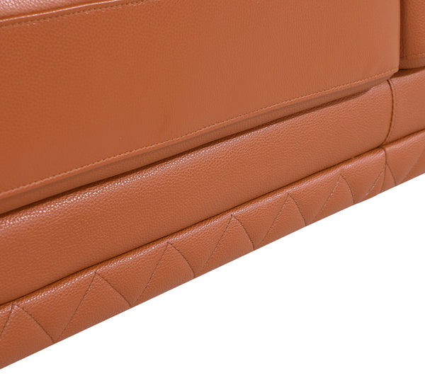 English Elm Top Grain Italian Leather Loveseat with 3-Layer High-Density Foam, Stainless Steel Legs, Solid Wood Frame Camel B05777869
