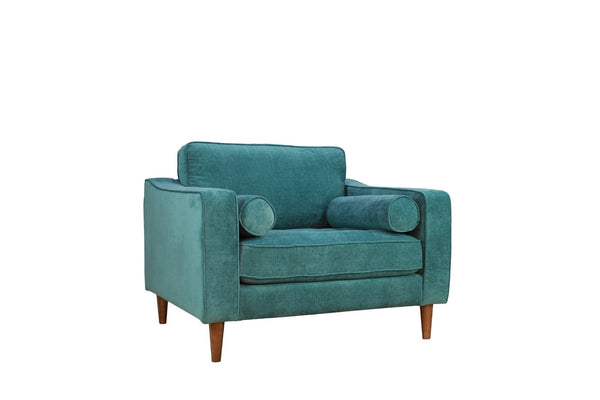 English Elm Anderson Wide Seat Accent Chair Denim Upholstered Casual Lounge for Living Room Green B05467995