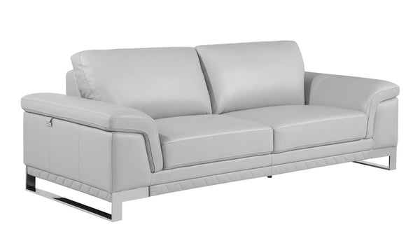 English Elm Top Grain Italian Leather Sofa – Luxurious Light Gray Seating With Modern Style, Comfort & Durability B05777873-GIGA