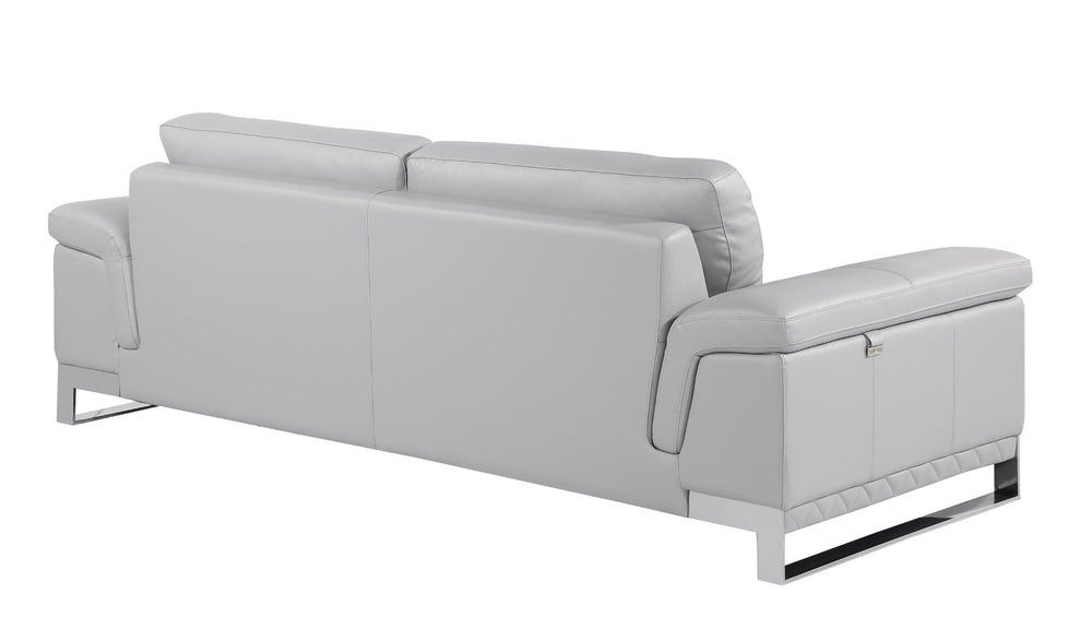 English Elm Top Grain Italian Leather Sofa – Luxurious Light Gray Seating With Modern Style, Comfort & Durability B05777873-GIGA