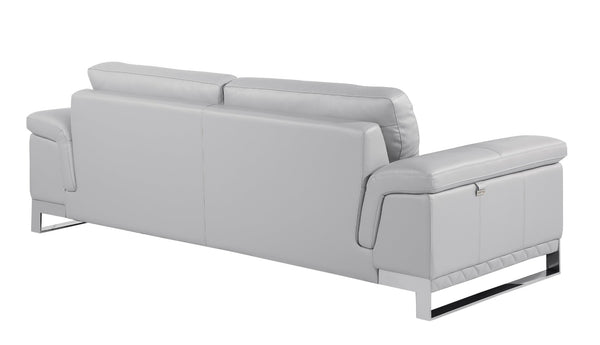 English Elm Top Grain Italian Leather Sofa – Luxurious Light Gray Seating With Modern Style, Comfort & Durability B05777873-GIGA