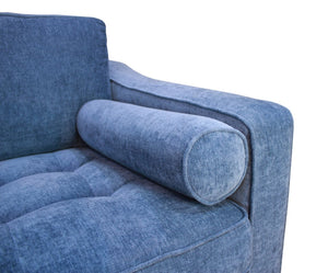 English Elm Anderson Wide Seat Accent Chair Denim Upholstered Casual Lounge for Living Room Blue B05467994