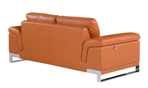 English Elm Top Grain Italian Leather Loveseat with 3-Layer High-Density Foam, Stainless Steel Legs, Solid Wood Frame Camel B05777869