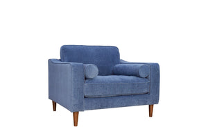 English Elm Anderson Wide Seat Accent Chair Denim Upholstered Casual Lounge for Living Room Blue B05467994
