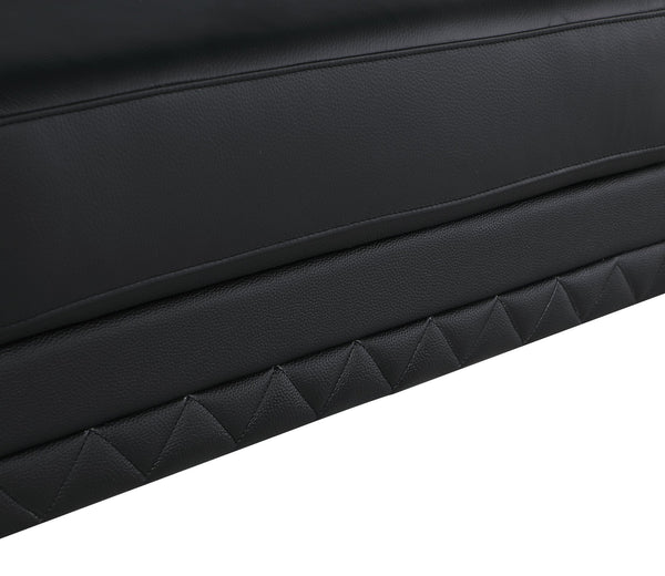 English Elm Top Grain Italian Leather Sofa — Black Top-Grain Leather, 3-Layer High-Density Foam, Chrome Legs, Solid Frame (90) B05777867