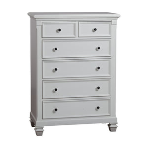 English Elm Glendale Six Drawer Tall Chest Pure White Finish Vertical Bedroom Storage Solution B02263735