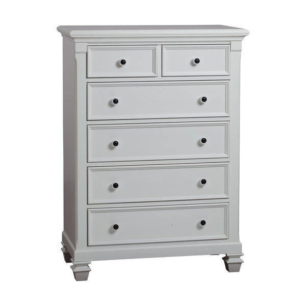 English Elm Glendale Six Drawer Tall Chest Pure White Finish Vertical Bedroom Storage Solution B02263735