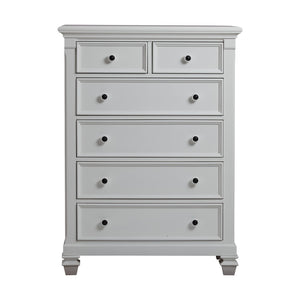 English Elm Glendale Six Drawer Tall Chest Pure White Finish Vertical Bedroom Storage Solution B02263735