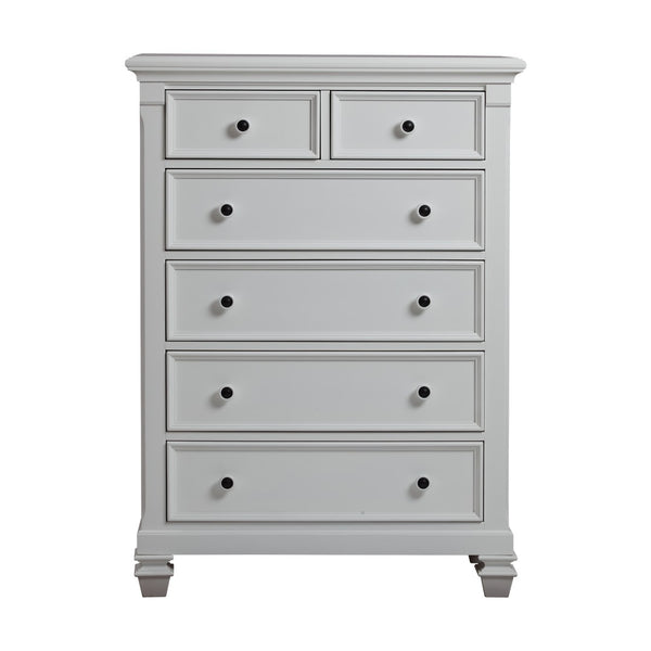 English Elm Glendale Six Drawer Tall Chest Pure White Finish Vertical Bedroom Storage Solution B02263735