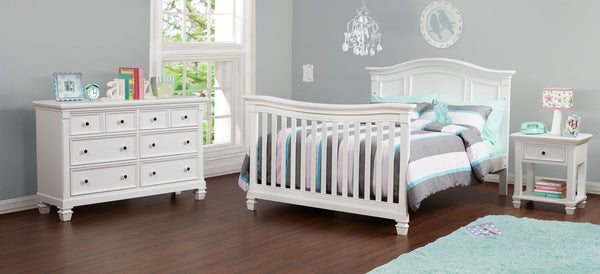 English Elm Glendale Six Drawer Double Dresser Pure White Finish for Nursery or Kids Bedroom B02263737
