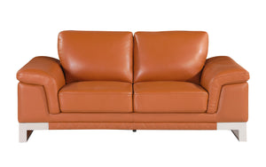 English Elm Top Grain Italian Leather Loveseat with 3-Layer High-Density Foam, Stainless Steel Legs, Solid Wood Frame Camel B05777869